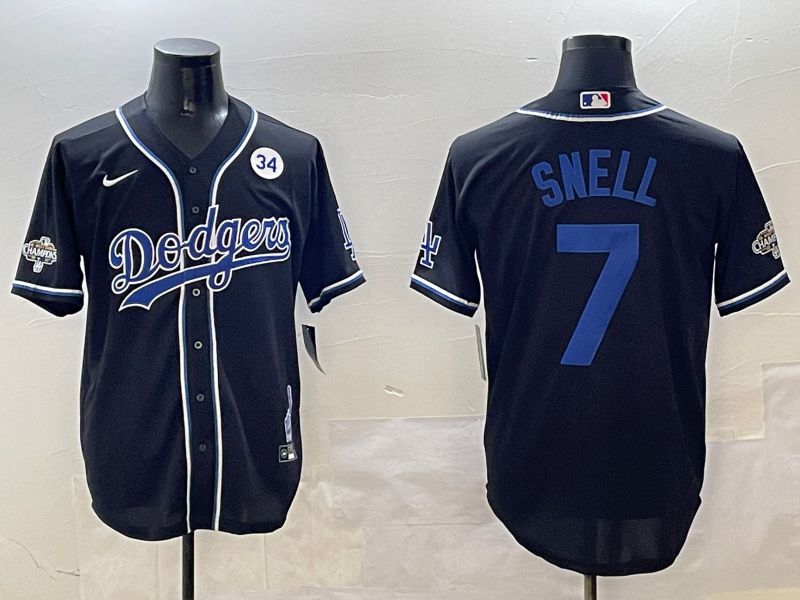 Men Los Angeles Dodgers 7 Snell Black Fashion Game 2025 Nike MLB Jersey style 30613